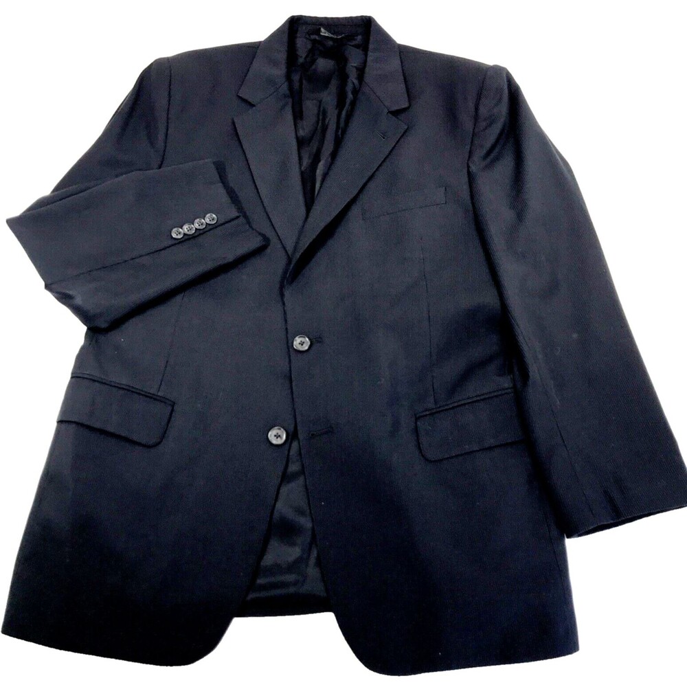 Jos A Bank Signature Chalk Stripe Sport Coat Wool 42 Black Academia Preppy
